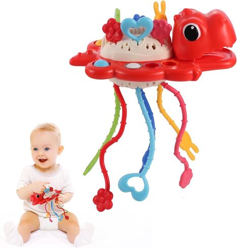 Yolesty Montessori Sensory Dinosaur Toys for Toddlers, Multi-Sensory Activity Toy with Rattle Developing Fine Motor Skill, Food Grade Travel Toy Birthday Gift for Baby Boy Girl Infant in Kuwait