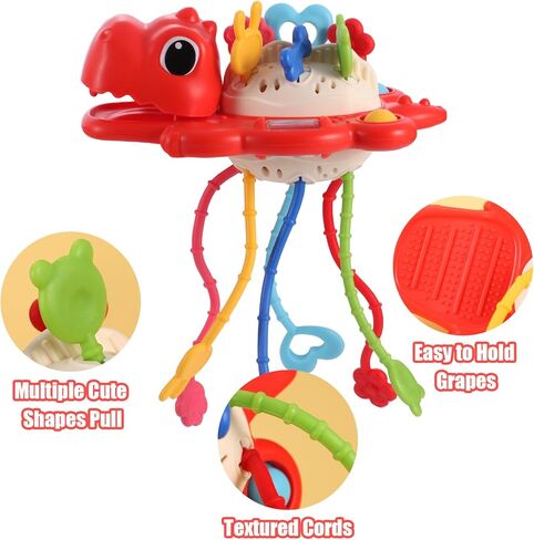 Yolesty Montessori Sensory Dinosaur Toys for Toddlers, Multi-Sensory Activity Toy with Rattle Developing Fine Motor Skill, Food Grade Travel Toy Birthday Gift for Baby Boy Girl Infant in Kuwait