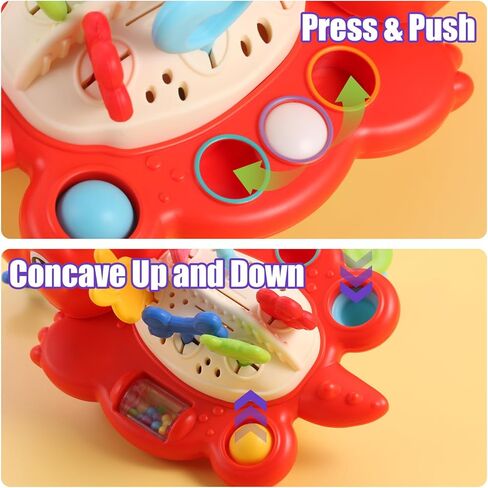 Yolesty Montessori Sensory Dinosaur Toys for Toddlers, Multi-Sensory Activity Toy with Rattle Developing Fine Motor Skill, Food Grade Travel Toy Birthday Gift for Baby Boy Girl Infant in Kuwait