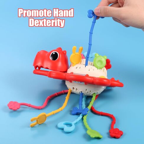 Yolesty Montessori Sensory Dinosaur Toys for Toddlers, Multi-Sensory Activity Toy with Rattle Developing Fine Motor Skill, Food Grade Travel Toy Birthday Gift for Baby Boy Girl Infant in Kuwait
