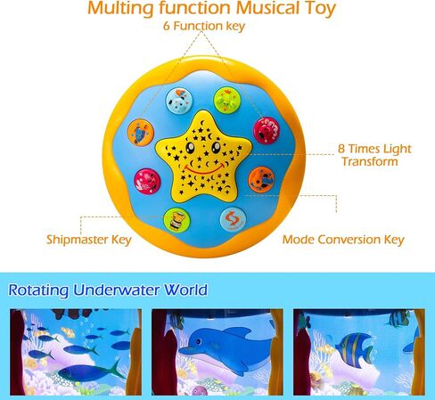 Baby Toys 6 to 12 Months Musical Light Up Tummy Time Infant Toys 3-6 7 8 9 12-18 Months Crawling Toys Ocean Rotating Projector Baby Gifts for 1 2 3 Year Old Boy Girl Birthday Toddlers Kids in Saudi Arabia