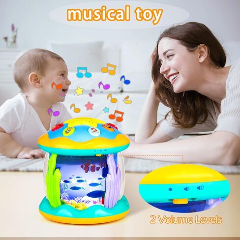 Baby Toys 6 to 12 Months Musical Light Up Tummy Time Infant Toys 3-6 7 8 9 12-18 Months Crawling Toys Ocean Rotating Projector Baby Gifts for 1 2 3 Year Old Boy Girl Birthday Toddlers Kids in Saudi Arabia