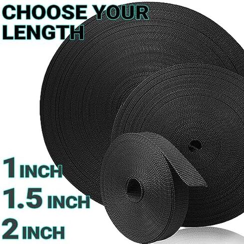 Webbing Strap, 3/4" to 2", 10-50 Yds, Multi-Color Heavy Duty Tape | Polypropylene waterproof flat rope for outdoor DIY, sewing, camping, EDC gear, backpack repair and pet dog leashes. in Kuwait