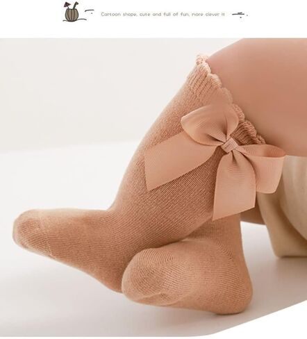 QandSweet Baby Girl Knee-High Socks Toddlers Bow Stockings Newborn Infant Non-Slip Sock in Kuwait