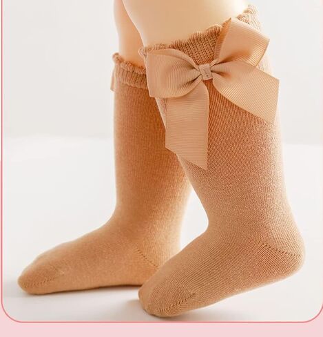 QandSweet Baby Girl Knee-High Socks Toddlers Bow Stockings Newborn Infant Non-Slip Sock in Kuwait