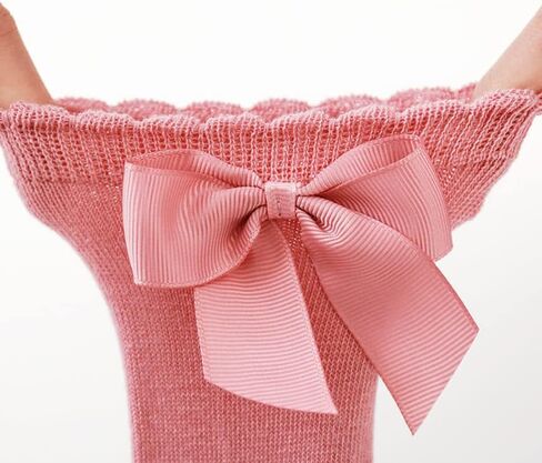 QandSweet Baby Girl Knee-High Socks Toddlers Bow Stockings Newborn Infant Non-Slip Sock in Kuwait