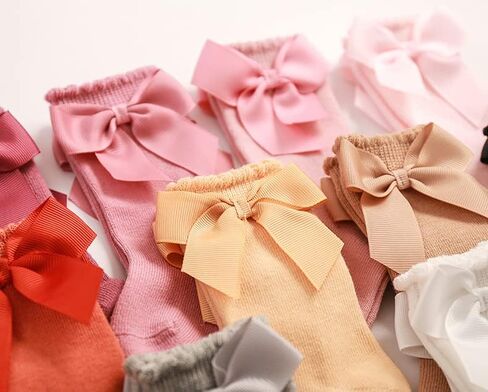 QandSweet Baby Girl Knee-High Socks Toddlers Bow Stockings Newborn Infant Non-Slip Sock in Kuwait
