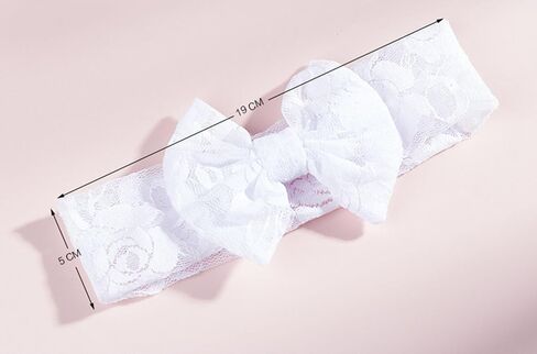 Baby Girl's Elegant Lace Bow Knot Headband Children's Rhinestone Pearl Hairband for Birthday Party Photography (White Cross) in Saudi Arabia