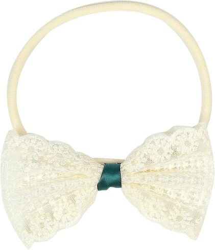 Baby Girl's Elegant Lace Bow Knot Headband Children's Rhinestone Pearl Hairband for Birthday Party Photography (White Cross) in Saudi Arabia