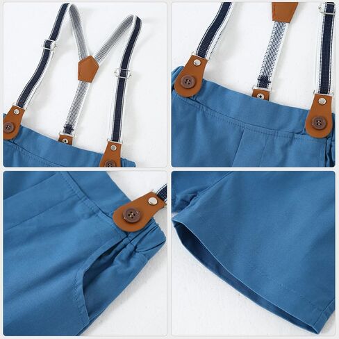 nilikastta Toddler Baby Boy Outfits Boys Gentleman Wedding Suits Set Summer Formal Short Shirt/Bowtie/Suspender 1-5T in Saudi Arabia
