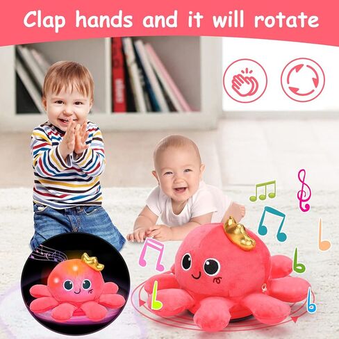 Tsomtto Baby Boy Toys Plush Octopus Crawling & Walking Musical Toy Light up Voice Control Dancing Infant Toys Boys Girls Newborn Tummy Time Toys Babies Boy Birthday Christmas First Shower Gifts in Saudi Arabia