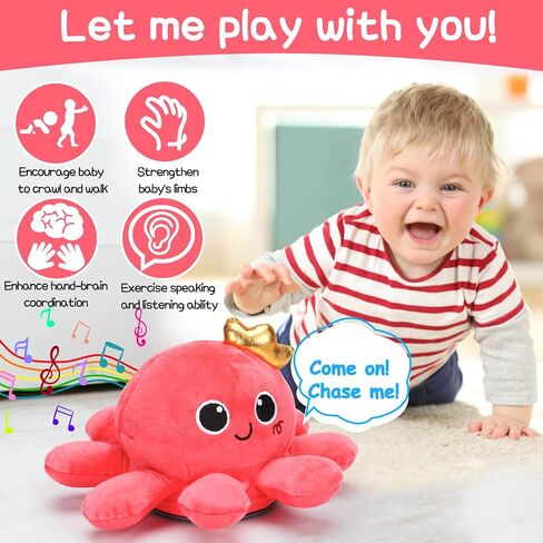 Tsomtto Baby Boy Toys Plush Octopus Crawling & Walking Musical Toy Light up Voice Control Dancing Infant Toys Boys Girls Newborn Tummy Time Toys Babies Boy Birthday Christmas First Shower Gifts in Saudi Arabia