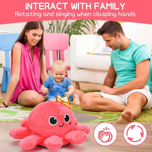 Tsomtto Baby Boy Toys Plush Octopus Crawling & Walking Musical Toy Light up Voice Control Dancing Infant Toys Boys Girls Newborn Tummy Time Toys Babies Boy Birthday Christmas First Shower Gifts in Saudi Arabia