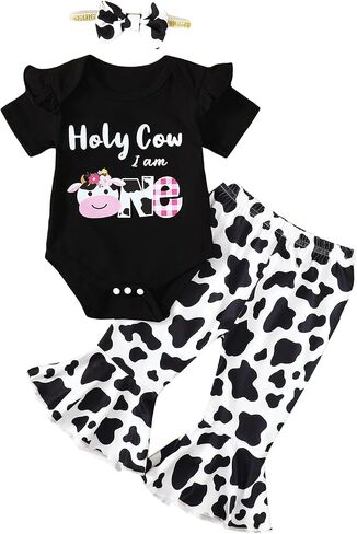 Baby Girl First Birthday Outfit 1st Birthday Girl Clothes Holy Cow I'm One Girl Outfit in Saudi Arabia