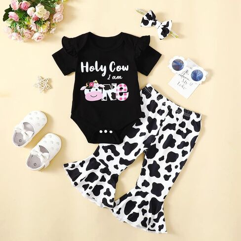 Baby Girl First Birthday Outfit 1st Birthday Girl Clothes Holy Cow I'm One Girl Outfit in Saudi Arabia