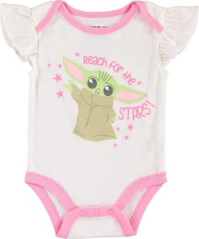 STAR WARS Baby Girls Baby Yoda 3 Piece Short Sleeve Bodysuit Pull-on Pants and Accessory in Saudi Arabia