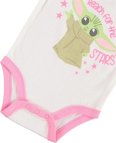 STAR WARS Baby Girls Baby Yoda 3 Piece Short Sleeve Bodysuit Pull-on Pants and Accessory in Saudi Arabia
