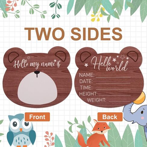 SAVITA Wooden Baby Announcement Plaque, 5.9 Inch Bear Shape New Baby Sign Welcome Sign Hello World Newborn Sign for Hospital Nursery Photo Prop in Saudi Arabia