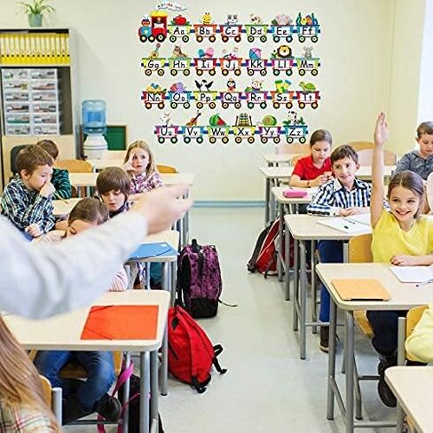 ملصقات جدارية بتصميم قطار ابجدي قابل للتقشير واللصق على شكل حيوانات للتعليم المبكر والفصول الدراسية وغرفة النوم والحضانة وغرفة اللعب للاطفال والمراهقين (6 قطع) in Kuwait