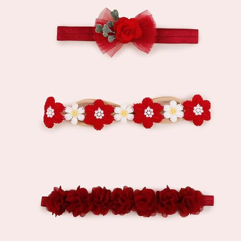 New Model Baby Girl Nylon Headbands Nylon Flower Elastic Hairbands 3pcs Hair Accessories Gift for Newborn Infant Toddlers (BF-Z38) in Kuwait