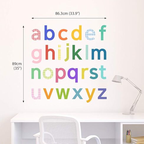 DECOWALL DW-1908 ملصقات حائط للأطفال مطبوع عليها الحروف الأبجدية ملصقات جدارية قابلة للإزالة وقابلة للإزالة لتزيين غرفة الأطفال وغرفة المعيشة وغرفة نوم الأطفال in Kuwait