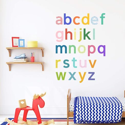 DECOWALL DW-1908 ملصقات حائط للأطفال مطبوع عليها الحروف الأبجدية ملصقات جدارية قابلة للإزالة وقابلة للإزالة لتزيين غرفة الأطفال وغرفة المعيشة وغرفة نوم الأطفال in Kuwait