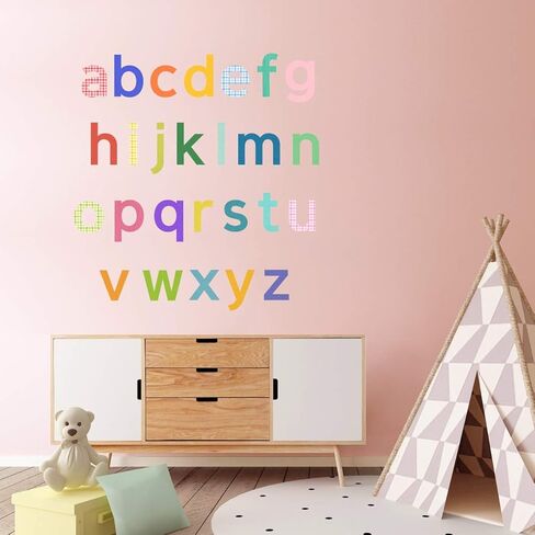 DECOWALL DW-1908 ملصقات حائط للأطفال مطبوع عليها الحروف الأبجدية ملصقات جدارية قابلة للإزالة وقابلة للإزالة لتزيين غرفة الأطفال وغرفة المعيشة وغرفة نوم الأطفال in Kuwait