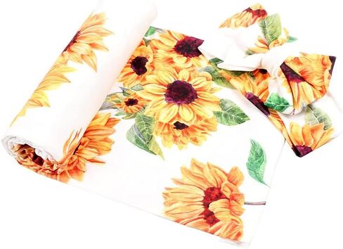 Galabloomer Newborn Receiving Blanket Headband Set Baby Flower Swaddle in Kuwait