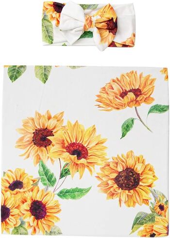 Galabloomer Newborn Receiving Blanket Headband Set Baby Flower Swaddle in Kuwait