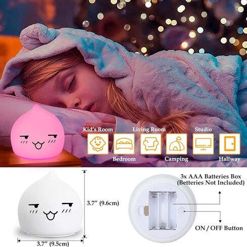 ضوء ليلي للأطفال، مصباح كاواي الحلو، ضوء ليلي لطيف على شكل قطرة ماء، فكرة هدية رائعة لأضواء ليلية تعمل بالبطارية، حضانة محمولة من السيليكون لغرف نوم الأطفال الصغار في سن المراهقة in Kuwait