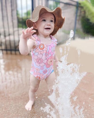 XRjxyushan Toddler Summer Sweet Pool Swimsuit, Cute Printed Ruffle One Piece Swimsuit Bikini Beach Swimwear in Saudi Arabia