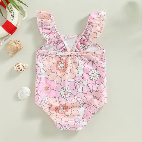 XRjxyushan Toddler Summer Sweet Pool Swimsuit, Cute Printed Ruffle One Piece Swimsuit Bikini Beach Swimwear in Saudi Arabia