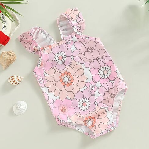 XRjxyushan Toddler Summer Sweet Pool Swimsuit, Cute Printed Ruffle One Piece Swimsuit Bikini Beach Swimwear in Saudi Arabia