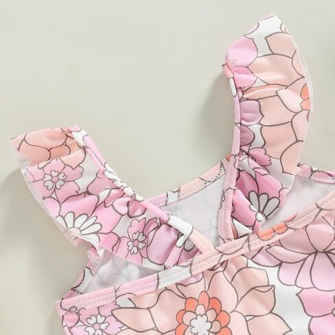 XRjxyushan Toddler Summer Sweet Pool Swimsuit, Cute Printed Ruffle One Piece Swimsuit Bikini Beach Swimwear in Saudi Arabia