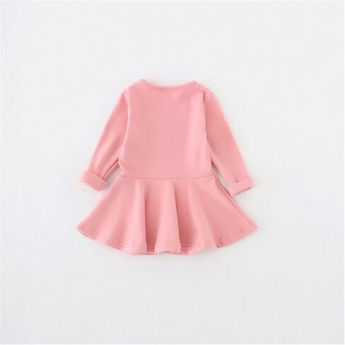 Toddler Baby Girls Long Sleeve Cotton Dress Solid Ruffle Tops in Saudi Arabia