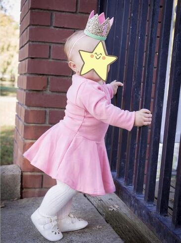Toddler Baby Girls Long Sleeve Cotton Dress Solid Ruffle Tops in Saudi Arabia