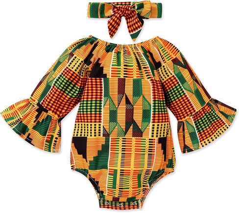 YOUNGER TREE African Baby Clothes Girl Dashiki Ankara Outfit Set in Saudi Arabia