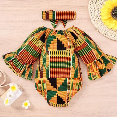 YOUNGER TREE African Baby Clothes Girl Dashiki Ankara Outfit Set in Saudi Arabia