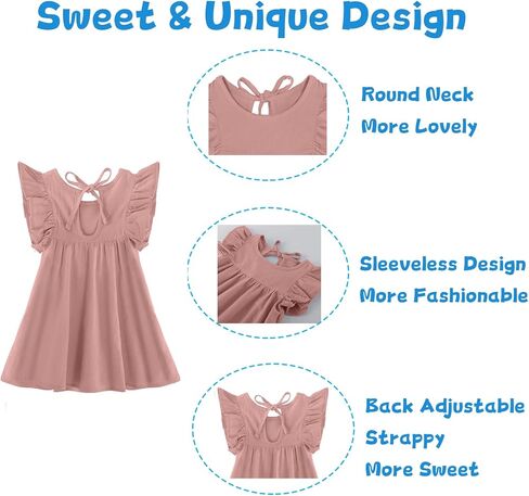 Toddler Girls Dress Kids Cotton Linen Ruffle Halter Sleeveless Dresses 1-5 Years in Kuwait