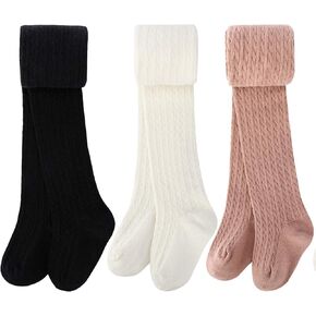 BOOPH Girls Tights Baby Toddler Cable Knit Cotton Footed Leggings Stocking Pants