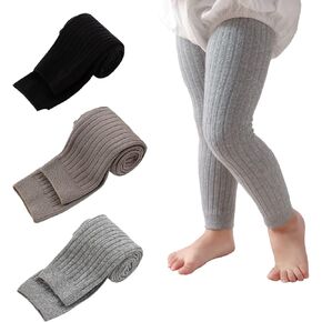 Juebm 3/5Packs Baby Girl Tights Cable Knit Footless Leggings Stockings Solid Cotton Pantyhose for Infant Toddler 0-4T in Saudi Arabia