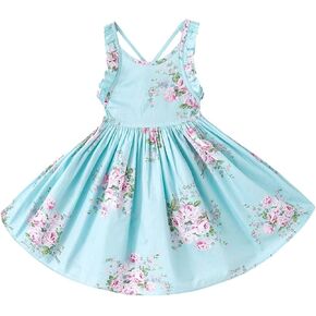 HILEELANG Girl Summer Beach Dress Halter Neck Sleeveless Casual Tank Outfit Sundress 1-12Y in Saudi Arabia