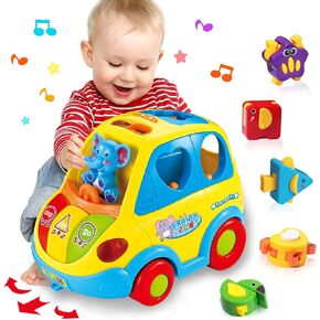 DUMMA Baby Toys 12-18 Months Musical Bus Toys for 1 2 3 4+Year Old Boys Girls Birthday Gifts,Early Education Learning Toy with Fruit/Music/Lighting/Smart Shapes for 18-24 Months