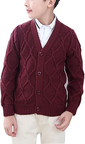 Baby Toddler Boys Cardigan Sweater Cable Knit Button Closure V Neck Jacket Kids Long Sleeve Classic Spring Winter Outwear in Kuwait
