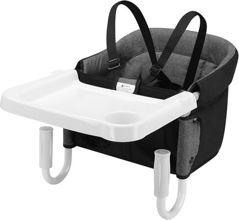 كرسي مرتفع مزود بمشبك محمول على الطاولة للرضع والأطفال الصغار، مقعد تغذية الطفل قابل للإزالة والغسل، تصميم عالي الحمولة، يمكن ربطه بالطاولة للمنزل والسفر - رمادي in Kuwait