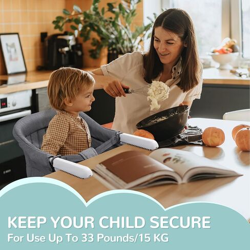 كرسي مرتفع مزود بمشبك محمول على الطاولة للرضع والأطفال الصغار، مقعد تغذية الطفل قابل للإزالة والغسل، تصميم عالي الحمولة، يمكن ربطه بالطاولة للمنزل والسفر - رمادي in Kuwait