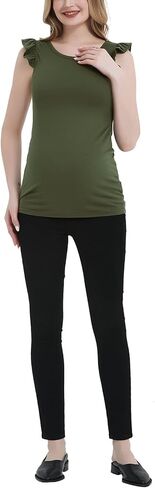 ديبلي بلوزة طويلة للحوامل باكمام قصيرة مكشكشة ورقبة دائرية للنساء الحوامل، ملابس صيفية فضفاضة لطيفة بعد الولادة in Kuwait