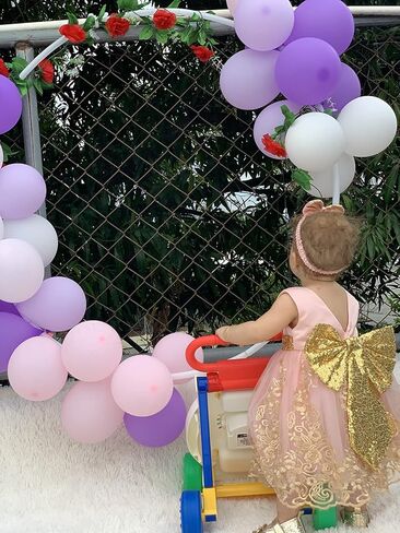 0-6T Big Bowknot Sequins Toddler Baby Girls Embroidered Lace Dresses with Headwear in Saudi Arabia