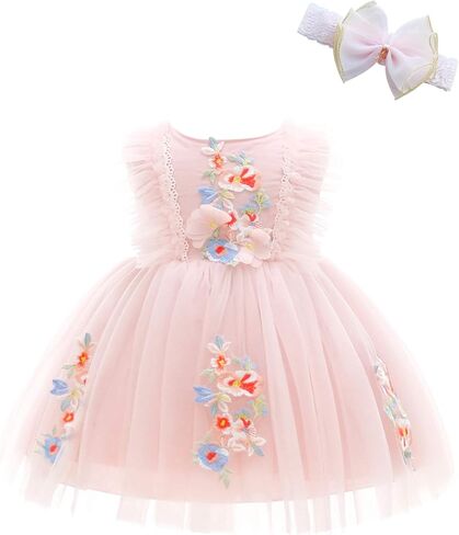 Weileenice Girls Kids Tulle Flower Dress Baby Girl Princess Christmas Pageant Birthday Party Dresses in Kuwait