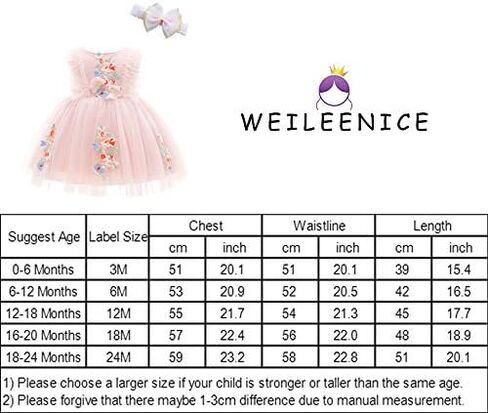 Weileenice Girls Kids Tulle Flower Dress Baby Girl Princess Christmas Pageant Birthday Party Dresses in Kuwait
